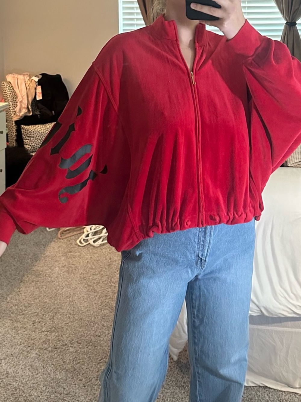 Juicy Couture Red Zip-Front Velour Jacket